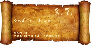Kovács Tibor névjegykártya